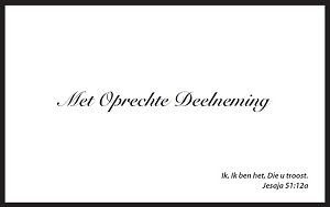 Met oprechte deelneming - zwart met Bijbeltekst SV - kaarten